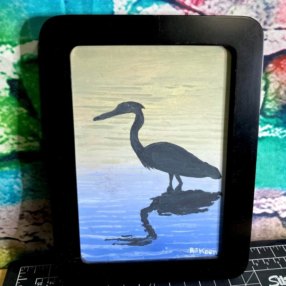 Small Waterscape Crane Painting